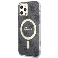 Заредете изображение във визуализатора на галерията – Original Set GUESS GUBPN61H4EACSK for iPhone 12 / 12 Pro (Bundle Pack Magsafe: Case + Charger / 4G / Gold - Black)
