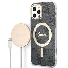 Заредете изображение във визуализатора на галерията – Original Set GUESS GUBPN61H4EACSK for iPhone 12 / 12 Pro (Bundle Pack Magsafe: Case + Charger / 4G / Gold - Black)
