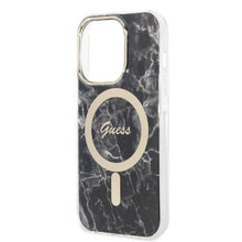 Заредете изображение във визуализатора на галерията – Original Set GUESS GUBPP14LHMEACSK for iPhone 14 Pro (Bundle Pack Magsafe: Case + Charger / IMG Marble / Gold - Black)
