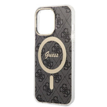 Заредете изображение във визуализатора на галерията – Original Set GUESS GUBPP13XH4EACSK for iPhone 13 Pro Max (Bundle Pack Magsafe: Case + Charger / 4G / Gold - Black)
