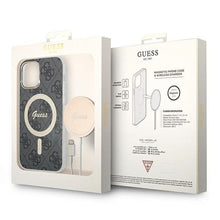 Заредете изображение във визуализатора на галерията – Original Set GUESS GUBPN61H4EACSK for iPhone 12 / 12 Pro (Bundle Pack Magsafe: Case + Charger / 4G / Gold - Black)
