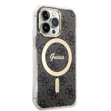Заредете изображение във визуализатора на галерията – Original Set GUESS GUBPP13XH4EACSK for iPhone 13 Pro Max (Bundle Pack Magsafe: Case + Charger / 4G / Gold - Black)
