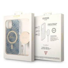 Заредете изображение във визуализатора на галерията – Original Set GUESS GUBPP14MH4EACSB for iPhone 14 Plus (Bundle Pack Magsafe: Case + Charger / 4G / Gold - Blue)
