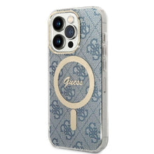 Заредете изображение във визуализатора на галерията – Original Set GUESS GUBPP14XH4EACSB for iPhone 14 Pro Max (Bundle Pack Magsafe: Case + Charger / 4G / Gold - Blue)
