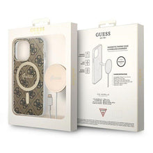 Заредете изображение във визуализатора на галерията – Original Set GUESS GUBPP13LH4EACSW for iPhone 13 Pro (Bundle Pack Magsafe: Case + Charger / 4G / Gold - Brown)

