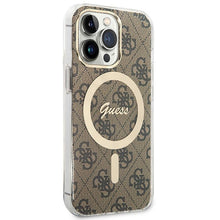 Заредете изображение във визуализатора на галерията – Original Set GUESS GUBPP13XH4EACSW for iPhone 13 Pro Max (Bundle Pack Magsafe: Case + Charger / 4G / Gold - Brown)
