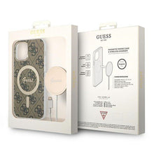 Заредете изображение във визуализатора на галерията – Original Set GUESS GUBPP12MH4EACSW for iPhone 12 / 12 Pro (Bundle Pack Magsafe: Case + Charger / 4G / Gold - Brown)
