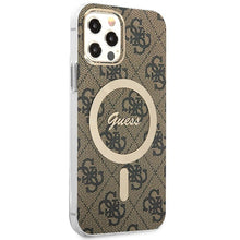 Заредете изображение във визуализатора на галерията – Original Set GUESS GUBPP12MH4EACSW for iPhone 12 / 12 Pro (Bundle Pack Magsafe: Case + Charger / 4G / Gold - Brown)
