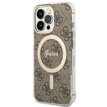 Заредете изображение във визуализатора на галерията – Original Set GUESS GUBPP13LH4EACSW for iPhone 13 Pro (Bundle Pack Magsafe: Case + Charger / 4G / Gold - Brown)
