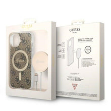 Заредете изображение във визуализатора на галерията – Original Set GUESS GUBPP14SH4EACSW for iPhone 14 (Bundle Pack Magsafe: Case + Charger / 4G / Gold - Brown)
