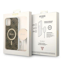 Заредете изображение във визуализатора на галерията – Original Set GUESS GUBPN61H4EACSW for iPhone 11 (Bundle Pack Magsafe: Case + Charger / 4G / Gold - Brown)
