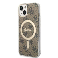 Заредете изображение във визуализатора на галерията – Original Set GUESS GUBPP14SH4EACSW for iPhone 14 (Bundle Pack Magsafe: Case + Charger / 4G / Gold - Brown)
