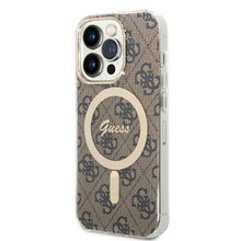 Заредете изображение във визуализатора на галерията – Original Set GUESS GUBPP14XH4EACSW for iPhone 14 Pro Max (Bundle Pack Magsafe: Case + Charger / 4G / Gold - Brown)
