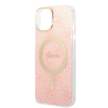Заредете изображение във визуализатора на галерията – Original Set GUESS GUBPP14SH4EACSP for iPhone 14 (Bundle Pack Magsafe: Case + Charger / 4G / Gold - Pink)
