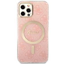Заредете изображение във визуализатора на галерията – Original Set GUESS GUBPP12MH4EACSP for iPhone 12 / 12 Pro (Bundle Pack Magsafe: Case + Charger / 4G / Gold - Pink)
