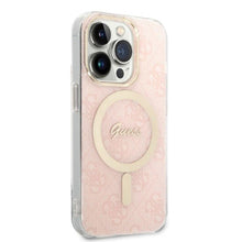 Заредете изображение във визуализатора на галерията – Original Set GUESS GUBPP14XH4EACSP for iPhone 14 Pro Max (Bundle Pack Magsafe: Case + Charger / 4G / Gold - Pink)
