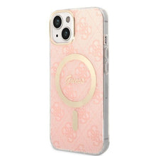Заредете изображение във визуализатора на галерията – Original Set GUESS GUBPP14MH4EACSP for iPhone 14 Plus (Bundle Pack Magsafe: Case + Charger / 4G / Gold - Pink)
