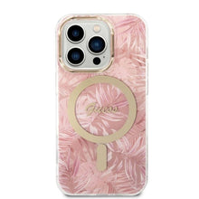 Заредете изображение във визуализатора на галерията – Original Set GUESS GUBPP14LHJEACSP for iPhone 14 Pro (Bundle Pack Magsafe: Case + Charger / IMG Jungle / Gold - Pink)
