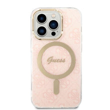 Заредете изображение във визуализатора на галерията – Original Set GUESS GUBPP14XH4EACSP for iPhone 14 Pro Max (Bundle Pack Magsafe: Case + Charger / 4G / Gold - Pink)
