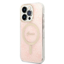 Заредете изображение във визуализатора на галерията – Original Set GUESS GUBPP14XH4EACSP for iPhone 14 Pro Max (Bundle Pack Magsafe: Case + Charger / 4G / Gold - Pink)
