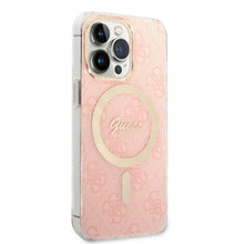 Заредете изображение във визуализатора на галерията – Original Set GUESS GUBPP13LH4EACSP do iPhone 13 Pro (Bundle Pack Magsafe: Case + Charger / 4G / Gold - Pink)
