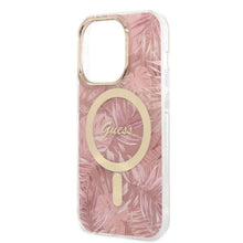 Заредете изображение във визуализатора на галерията – Original Set GUESS GUBPP14XHJEACSP for iPhone 14 Pro Max (Bundle Pack Magsafe: Case + Charger / IMG Jungle / Gold - Pink)
