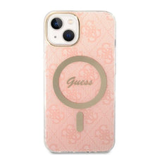 Заредете изображение във визуализатора на галерията – Original Set GUESS GUBPP14MH4EACSP for iPhone 14 Plus (Bundle Pack Magsafe: Case + Charger / 4G / Gold - Pink)

