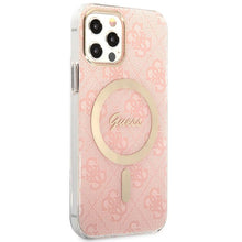 Заредете изображение във визуализатора на галерията – Original Set GUESS GUBPP12MH4EACSP for iPhone 12 / 12 Pro (Bundle Pack Magsafe: Case + Charger / 4G / Gold - Pink)
