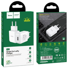Заредете изображение във визуализатора на галерията – HOCO travel charger USB 2A N2 Vigour white
