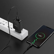Заредете изображение във визуализатора на галерията – HOCO travel charger USB + cable Micro 2A N2 Vigour black
