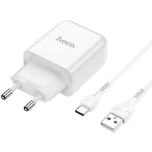 Заредете изображение във визуализатора на галерията – HOCO travel charger USB + cable Type C 2A N2 Vigour white
