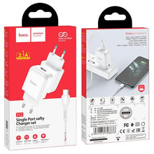 Заредете изображение във визуализатора на галерията – HOCO travel charger USB + cable Type C 2A N2 Vigour white

