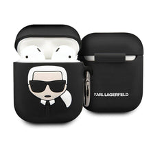 Заредете изображение във визуализатора на галерията – Оригинален калъф karl lagerfeld klaccsilkhbk за Applе airpods черен - TopMag
