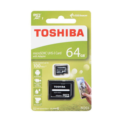 Карта памет toshiba microsdhc m203 64gb class 10 uhs i u1 100mb/s с преходник sd - TopMag