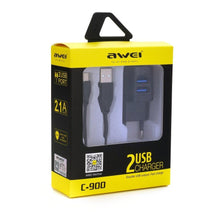 Заредете изображение във визуализатора на галерията – Зарядно awei c900 2xusb черен - само за 23.1 лв
