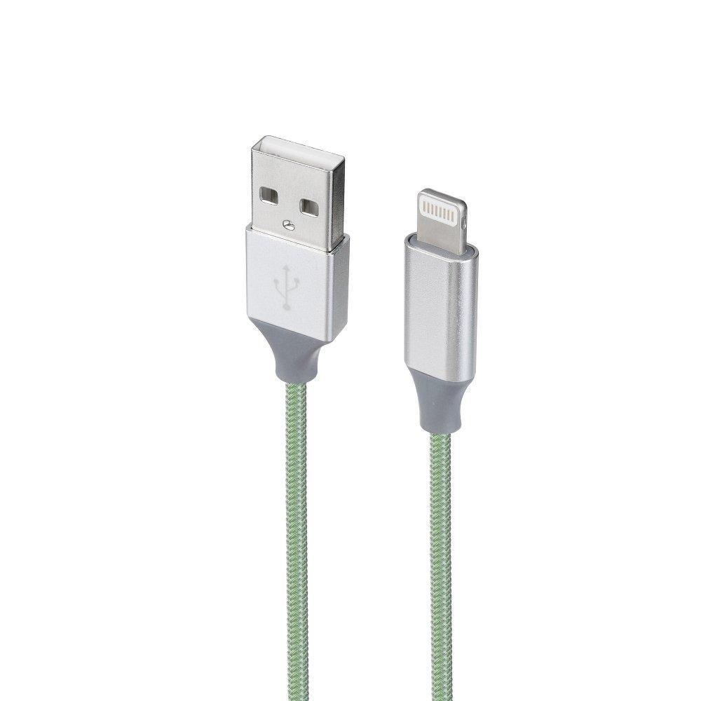 Метален usb кабел за iPhone lightning зелен - само за 12.99 лв