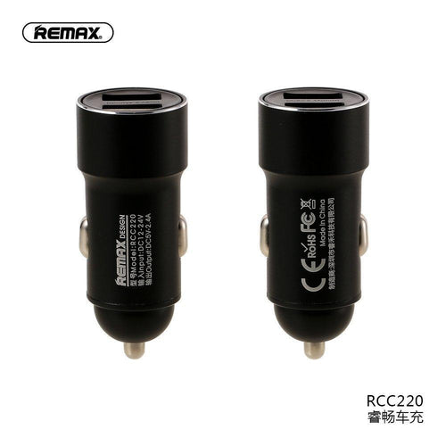Зарядно за кола Remax rechan с 2 Usb порта 2,4a черен - само за 14.99 лв