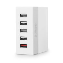 Заредете изображение във визуализатора на галерията – Зарядно с 5 usb порта бизнес версия ru-u1 (max output 6.2a) бял - само за 33.1 лв
