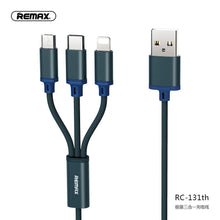 Заредете изображение във визуализатора на галерията – REMAX cable USB 3in1 Gition (Light + Typ C + Micro) RC131th blue
