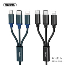 Заредете изображение във визуализатора на галерията – REMAX cable USB 3in1 Gition (Light + Typ C + Micro) RC131th blue
