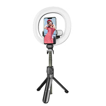 Заредете изображение във визуализатора на галерията – Selfie stick LED RING tripod + remote control black SSTR-18
