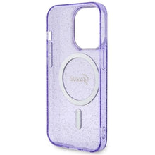Заредете изображение във визуализатора на галерията – Guess GUHMP14LHCMCGU iPhone 14 Pro 6.1" purple/purple hardcase Glitter Gold MagSafe
