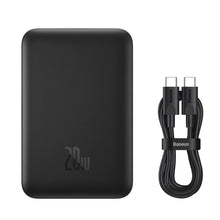 Заредете изображение във визуализатора на галерията – Baseus Magnetic Mini Power Bank with MagSafe 15W / PD QC 20W 10000mAh Black (Overseas Edition) + Xiaobai Series Cable USB-C - USB-C 60W 3A 0.5m Black

