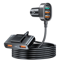 Заредете изображение във визуализатора на галерията – Joyroom fast car charger with extension cable 45W 5xUSB-A black (JR-CL03 Pro)
