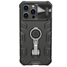 Заредете изображение във визуализатора на галерията – Nillkin CamShield Armor Pro Case Cover iPhone 14 Pro Max Armor Cover with Camera Cover Ring Stand Black
