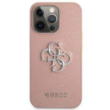 Заредете изображение във визуализатора на галерията – Guess GUHCP13XSA4GSPI iPhone 13 Pro Max 6,7" różowy/pink hardcase Saffiano 4G Metal Logo
