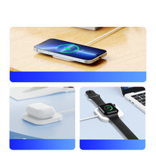 Заредете изображение във визуализатора на галерията – Duzzona 3in1 universal wireless charger for smartphones (Qi, MagSafe), Apple Watch and Airpods 15W white (W7)
