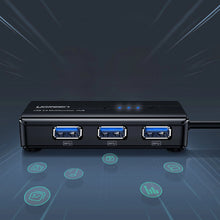 Заредете изображение във визуализатора на галерията – Ugreen 20265 USB-A / RJ45 1000 Mbps HUB 3x USB 3.0 network adapter - black
