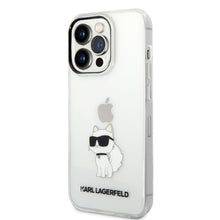 Заредете изображение във визуализатора на галерията – Original Pouch KARL LAGERFELD Ikonik Choupette KLHCP14S3DRKCK for Iphone 14 Pro transparent
