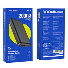 Заредете изображение във визуализатора на галерията – Borofone Power Bank 20000mAh BJ3A Minimalist - 2xUSB - black

